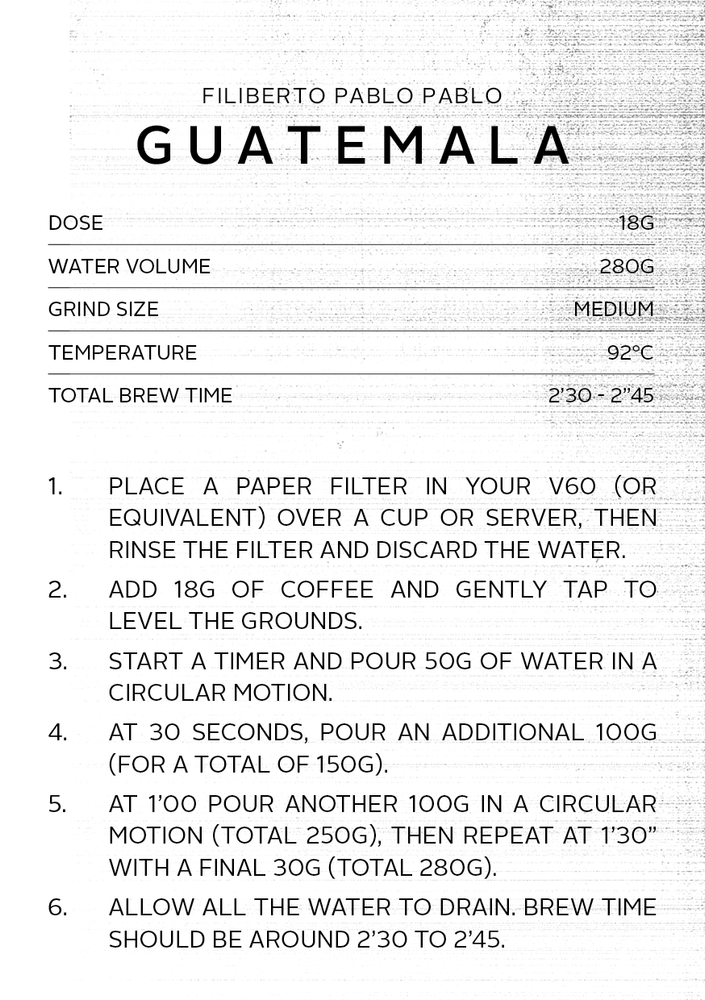 
                      
                        Guatemala Filiberto Pablo Pablo | Filter Roast
                      
                    